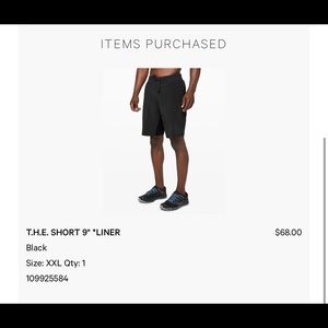 lululemon THE short 9” liner size XXL